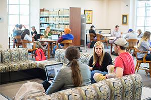 Students at the university library